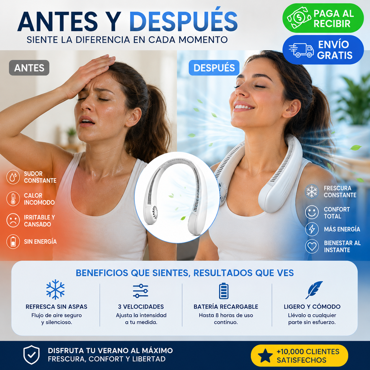 Ventilador de Cuello 360° | La Forma Más Cómoda de Combatir el Calor