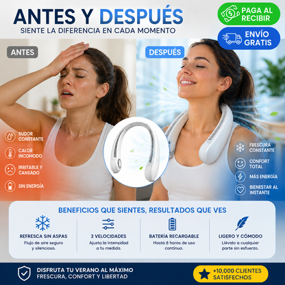 Ventilador de Cuello 360° | La Forma Más Cómoda de Combatir el Calor