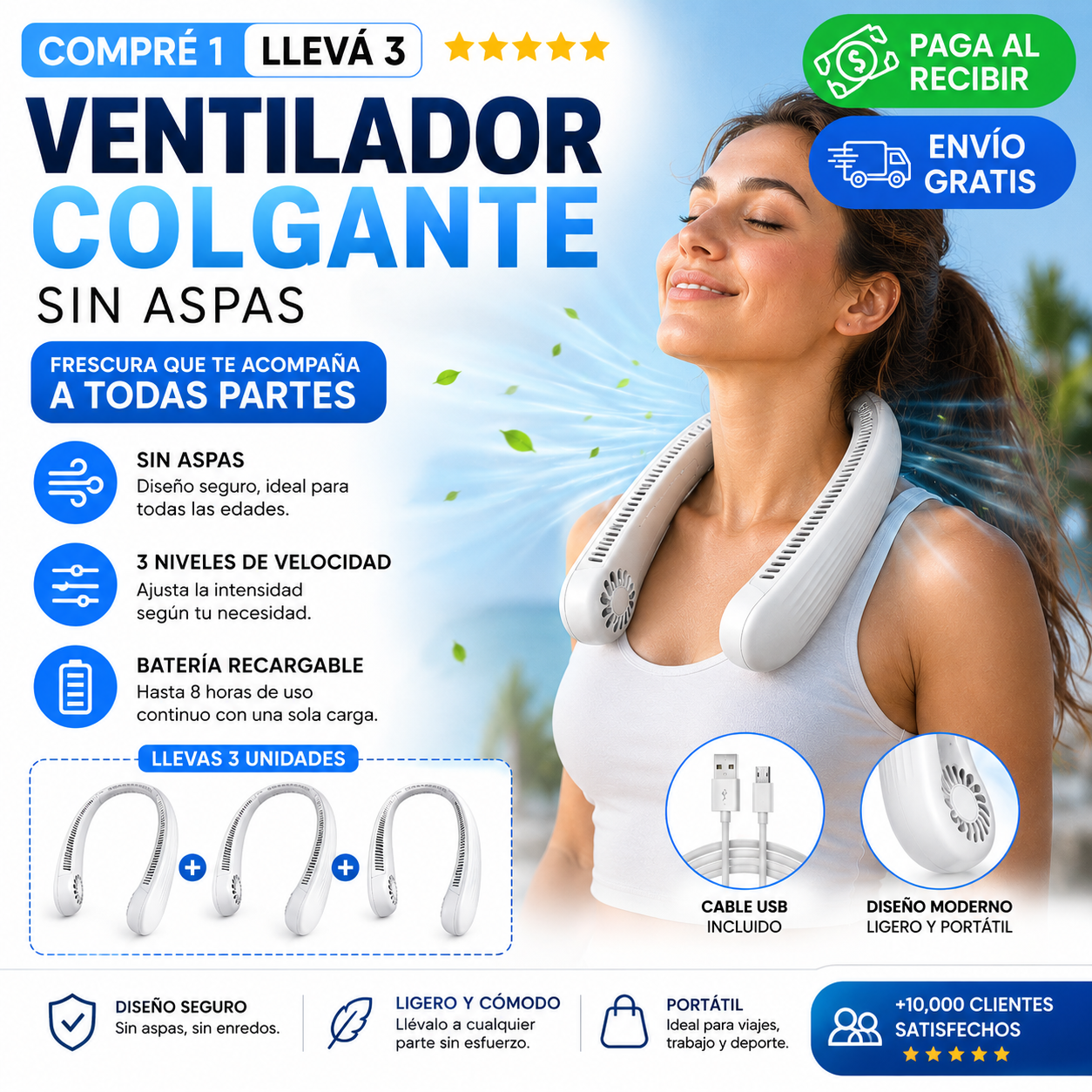 Ventilador de Cuello 360° | La Forma Más Cómoda de Combatir el Calor